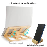 Skoioje Wooden Laptop Stand, Foldable Wood Laptop Riser Adjustable Computer Wooden MacBook Stand for Desk Portable Universal Notebook Laptop Holder with Multiple Angles for Laptops Up to 15.6 inches Skoioje