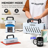 D9A91 3 in 1 Heat Press Machine, Hat Press Machine and Tumbler Heat Press Machine. for Caps, T-Shirt & More, 11-30oz Mug Press, Heat Up Fast and Even,No Crease, LCD Digital Temperature -Light Blue D9A91