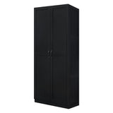 Manhattan Comfort Cornelia Modern Storage Cabinet with Doors and Shelves 2.0 - Tall Freestanding Wardrobe Closet with 4 Adjustable Cubbies for Bedroom or Linen Use, Set of 1, Black Manhattan Comfort