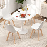 Tangkula Round Dining Table Set for 4, Kitchen Table Set with Padded Seat & Solid Wood Legs, Round Kitchen Table and Chairs for Small Space, Black (White) Tangkula