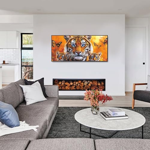 VAIIEYO 5D Special Shape Tiger Diamond Art Kits for Adults, Diamond Painting Animal, Diamond Painting Kit for Beginner, Drill Crystal Rhinestone Craft Canvas for Home Wall Decor Gift 12x24 inch VAIIEYO