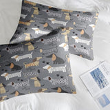Pamnest Comforter Set King Size, Cute Dog 7 Pcs Bedding for Kids and Adults, Animal Nursery Pet Bed Sheet Sets with Fitted Sheet 2 Pillowcases & 2 Shams for Bedroom Bed Decor Pamnest