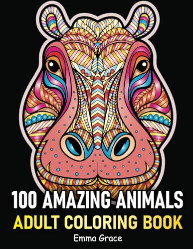 100 Amazing Animals Adult Coloring Book: Enjoy and relax with beautiful animal patterns with 100 Animals