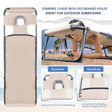 Flamaker Face Down Chaise Lounge Chair 5-Position Adjustable Sunbathing, Foldable Tanning Chair with Face& Arm Holes, Outdoor Recliner Chair for Pool, Beach, Patio, Lawn (Beige, 1 Pcs)