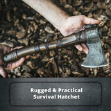 Norse Tradesman 14" Viking Throwing Axe - Fully Sharpened Norse Hand-Axe - Carbon Steel Axe Head with Premium Leather Cross-Stitch Norse Tradesman