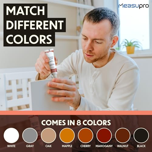 MeasuPro 34-Piece Furniture Repair Kit - Resin Wood Filler, Brushes, Markers & Scraper - Perfect for Stains, Scratches on Floors, Tables, Desks, MeasuPro