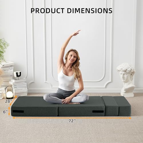 FILUXE Folding Sofa Bed | Convertible Sleeper Chair Bed for Adults, Fold Out Chair to Bed Linen Futon Chair with Pillow, for Home Dorm Apartment RV Living Room, Single Size Dark Gray FILUXE
