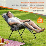 Sweetcrispy Zero Gravity Chairs, Foldable Patio Reclining Chairs with Adjustable Pillow & Cup Holder, Oversized Portable Support 400 lbs, for Backyard Camping(Black-Gray)