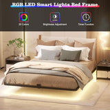 Samhapyrom King Floating Bed Frame with LED Lights, Heavy Duty Metal Platform Bed with Anti-Slip Mattress Holder, Easy Assembly, No Box Spring Needed, Noise Free for Bedroom Samhapyrom