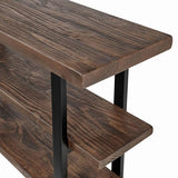 Alaterre Furniture Pomona Living Room Collection – 3-Tier Solid Wood Media Console Table with 2 Open Shelves and Metal Legs - Rustic Industrial Farmhouse TV Stand and Storage Console (Rustic Brown) Alaterre Furniture