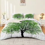 Single 61" x 79" Bedding Duvet Cover Set - Green Natural Minimalist Tree Printed 3 Piece Brushed Microfiber Comforter Quilt Cover with Zipper Closure for Men and Women Generic
