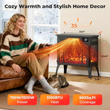 Kucreiheat Electric Fireplace Heater 23" w/Remote, 3D Flame Effects, 750/1500W Electric Heater Fireplace w/Timer, Overheat Protection, Energy Saving Electric Fireplace Stove for Indoor Use, Black Kucreiheat