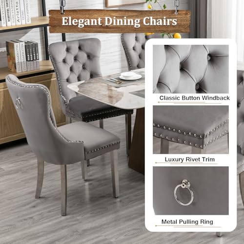 Goujxcy 11-Piece Extendable Dining Table Set for 10, 63-94.5" Faux Marble Kitchen Table Set with 10 Grey Tufted Chairs, Modern Expandable Dining Room Table for 6 8 10 with Mirrored Dual Column Base Goujxcy