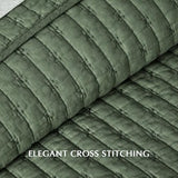 EVERGRACE Cross Stitch Pre-Washed Cotton Quilt Bedding Set King Size, Oversized 3 Pieces Lightweight Bedspread Coverlet for All Season, with 2 Matching Shams, Olive Green,108"x96" EVERGRACEHOME