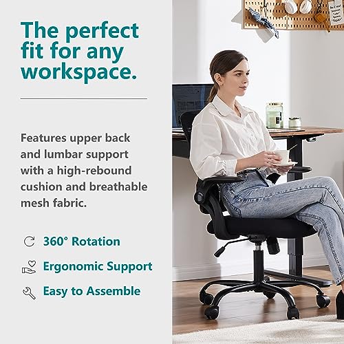 Sweetcrispy Home Office Managerial Executive Chair, Ergonomic Mesh Adjustable Swivel Mid-Back Chair with Comfortable Lumbar Support, Comfy Arms for Bedroom,Study,Student Sweetcrispy