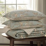 Levtex Home - Lyon Teal Quilt Set - Twin/Twin XL Quilt + One Standard Pillow Sham - Bird Toile - Teal, Brown, Cream - Quilt Size (68x86in.), Sham Size (26x20in.) - Reversible - Cotton Fabric Levtex Home