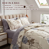 Joyreap 7 Piece Bed in a Bag California King, Flower Botanical Smooth Soft Microfiber Floral Comforter Set for All Season (1 Comforter, 2 Pillow Shams, 1 Flat Sheet, 1 Fitted Sheet, 2 Pillowcases) Joyreap