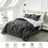 Joyreap 2 Pieces Quilt Set Twin, Black n White Rversible Botanical Design, Smooth Soft Microfiber Quilt, Bedspread Bed Cover for All Season, 1 Quilt and 1 Pillow Sham- 68x86 inches Joyreap