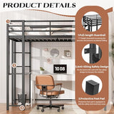 Shintenchi Loft Bed Full Size with Desk and Storage Shelves, Frame with 2 Side Ladders for Kids, Teens Adults, Spcace-Saving Noise-Free and Anti-tilt Design, Black Shintenchi
