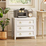 Huuger 23.6 Inch Night Stand with Charger Station and USB-C Port, 3 Drawer Nightstand, Larger Wider Bedside Table, Modern Side End Table, for Bedroom, White Nightstand Huuger