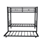 Beaunicorn Triple Bunk Bed, Heavy-Duty Metal 3 Bunk Bed Twin Over Twin for Kids Adults, 78.10" x 41.40" x 61.00" Noise Reduced, with Safety Guardrail, No Box Spring Needed (Black) Beaunicorn