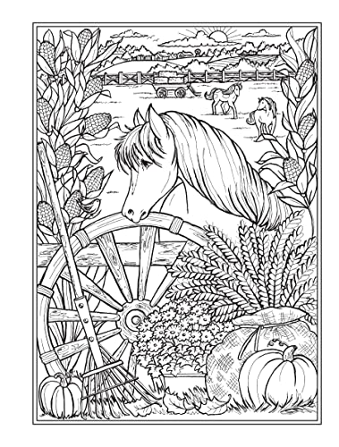 Creative Haven Autumn Harvest Coloring Book (Adult Coloring Books: Seasons) WoodArtSupply