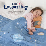 Kivik Weighted Blanket 7 lbs, 41" x 60" Blue Moon Stars Planet Weighted Blankets for Small Single/Twin Size Bed, All-Season Breathable Soft Cute Heavy Throw Blanket for Calming & Sleep, Washable Kivik