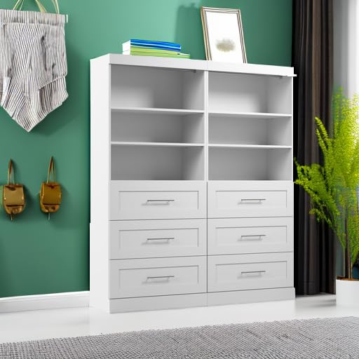 Bestar Wardrobe Closet Organizer System 72-inch with Drawers for Bedroom, Entryway, Pur Collection, Modern, White Bestar