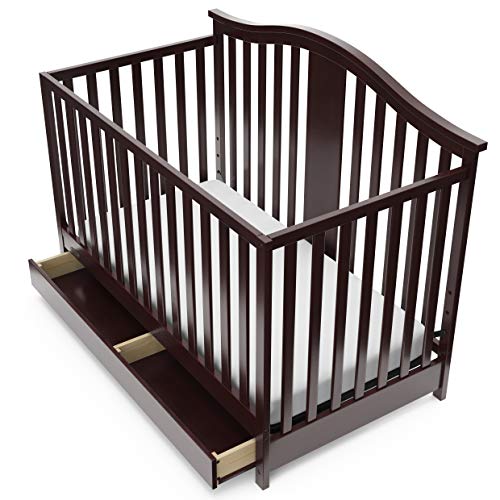 Graco Solano 4-in-1 Convertible Crib with Drawer (Espresso) – GREENGUARD Gold Certified, Crib with Drawer Combo, Includes Full-Size Nursery Storage - WoodArtSupply