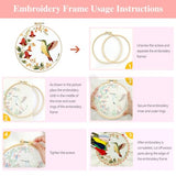 Zhenqing 3-Piece Hummingbird Embroidery Kit for Beginners - Complete Set with Pre-Printed 29x29cm Cotton Fabric, Hoop, Threads & Tools (C0168)