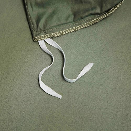 Olive Green Cotton Duvet Cover Set Queen 100% Long-Staple Cotton Sateen Bedding Set, Soft Breathable Smooth Organic Pure Cotton Plain Comforter Cover, Luxury Minimalist Bedroom Decor for All Season YASMENG