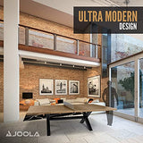 JOOLA Berkshire Outdoor Table Tennis Table - Multi Use Conference Table Dining Table - Concrete Oak Wood Look Includes Steel Outdoor Ping Pong Net Set & Frame - Hybrid Indoor Outdoor Ping Pong Table JOOLA