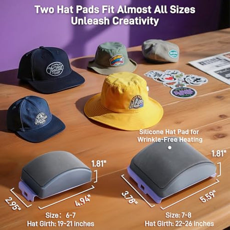GOCHIFIX Auto Hat Heat Press Machine, Automatic Open/Release, 4 Memory Modes, Precise Temp/Timer Control, 6.54"x3.84"Curved Heat Plate, Hat Stretcher, for Caps, Sublimation, Vinyl, Heat Transfer GOCHIFIX