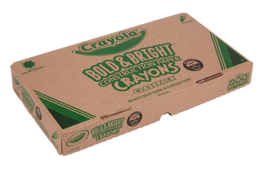 Crayola Construction Paper Crayons Classpack, Bulk Assorted School Supplies, 16 Colors, 400/Set (Packaging May Vary) Crayola