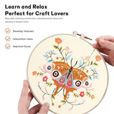 JOINRUN Embroidery Starter Kit for Beginners Adults: DIY Butterfly Cross Stitch Kit for Craft Lover Learn Hand Stitch, Includes Stamped Pattern,Hoop, Easy to Follow Instruction and Video