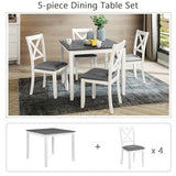 Augabam 5-Piece Dining Table Set for 4, Kitchen Dining Table with 4 Soft Cushioned Solid Wood Chairs, Ideal for Home or Restaurant Use.(Gray & White_Small) Augabam