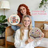Embroidery Kit for Adults, Pre-Stamped Pattern Embroidery Kit for Beginners, Needlepoint Starter Kit with Hoop Thread Needle Instruction, 7.9'' Hoop (Book Lover 3 Packs)