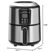 Crux 3QT Digital Air Fryer, Faster Pre-Heat, No-Oil Frying, Fast Healthy Evenly Cooked Meal Every Time, Dishwasher Safe Non Stick Pan and Crisping Tray for Easy Clean Up, Stainless Steel Crux