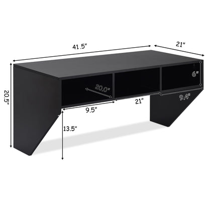 Giantex Wall Mounted Desk Floating Computer Desk, Writing Study Table W/3 Storage Shelves, Laptop PC Table for Living Room, Bedroom, Office (Black) - WoodArtSupply