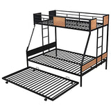 Olela Twin Over Full Bunk Beds with Trundle Bed, Heavy Duty Metal Frame with Safety Rails & 2 Side Ladders for 3 Sleepers, No Box Spring Needed for Kids, Teens, Guest Room, Max Capacity 850 Lbs Olela
