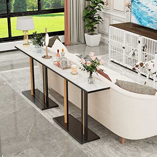 Wisfor Console Entry Table: Luxurious Console Entryway Table with Sintered Stone with Metal Frame for Foyer Decor, Living Room Sofa Side Table (White) Wisfor