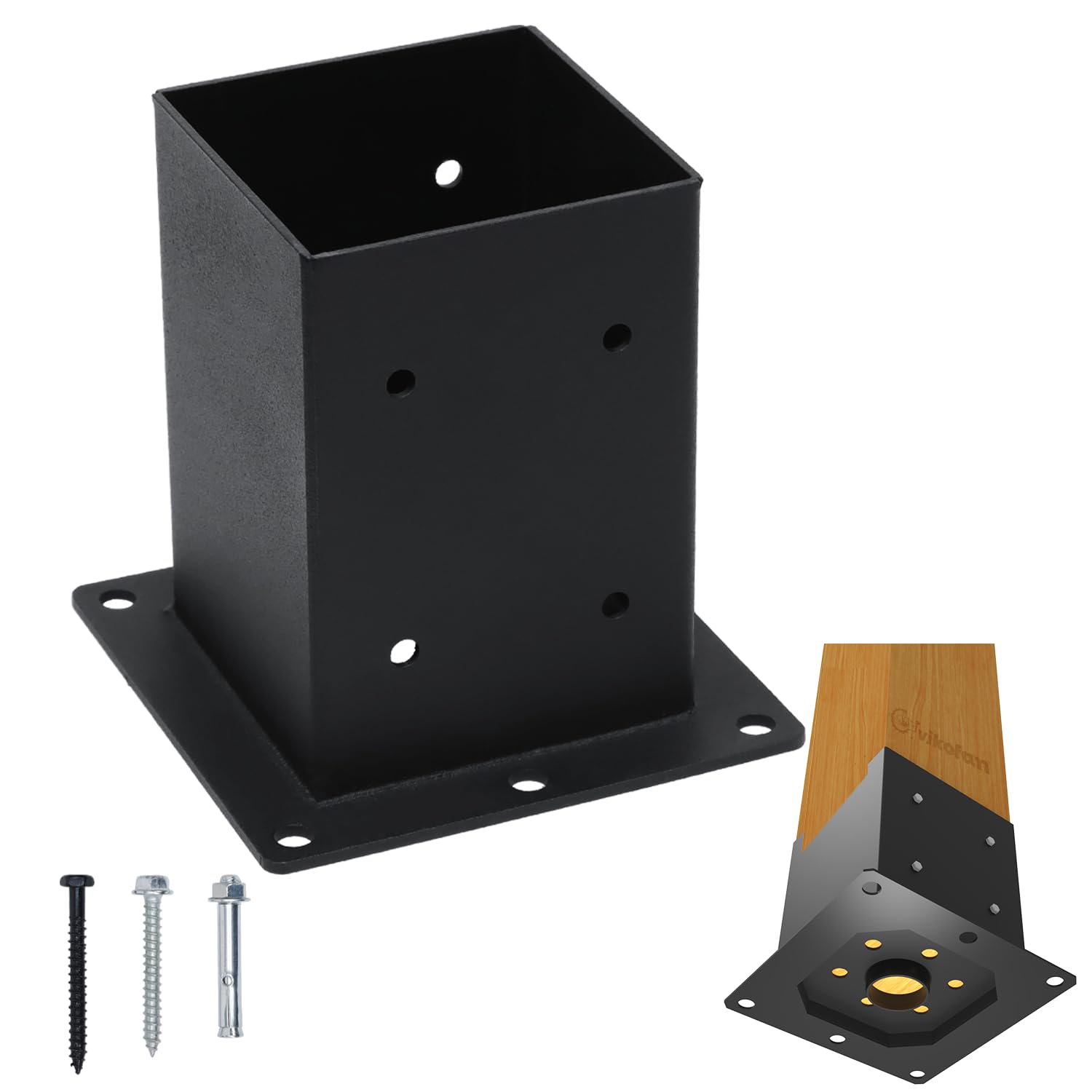 vikofan Nominal 4x4 Post Base for Concrete, Raised 4x4 Post Bracket ...