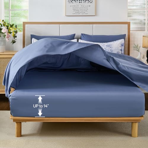 WONGS BEDDING Blue Comforter Set King, 7 Pieces Bed in a Bag Farmhouse Comforter with Sheets, French Toile Bedding Set, Soft Lightweight Microfiber Botanical Print Complete Bed Set for All Season WONGS BEDDING