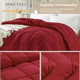 Homelike Moment Twin Comforter Duvet Insert - Red Down Alternative Bed Comforter Twin Size, Lightweight Bedding Comforters Quilted All Season All Season Solid Red Homelike Moment