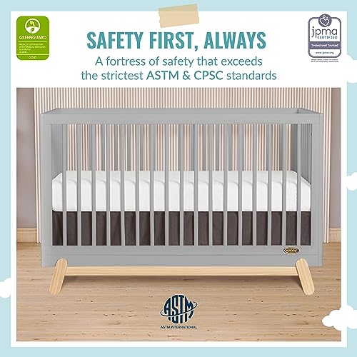 Dream On Me Hygge 5-in-1 Convertible Crib in Pebble Grey Oak, JPMA & Greenguard Gold Certified, Made of Sustainable Pinewood, Easy to Clean, Safe Wooden Nursery Furniture - WoodArtSupply