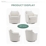 COLAMY Swivel Barrel Chair, Accent Chair Upholstered ArmChair with Plump Pillow Modern Comfy Sofa Chair for Living Room/Bedroom/Reading, Beige COLAMY