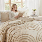 ENJOHOS Full Boho Comforter Set for College Girls - 3 Pieces Beige Tufted Rainbow Comforter, Lightweight Soft Microfiber Bedding with 2 Pillowcase for All Season ENJOHOS