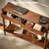 Console Table for Entryway with Charging Station,Retro Entryway Table with 2 Drawers-Easiest Assembly,Sofa Table with Bottom Shelf,Narrow Long Couch Table Behind Sofa for Living Room,Foyer (Walnut) STO'SENSE