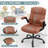 Leather Office Chair, PU Home Computer Desk Chairs with Ergonomic Back Support, 360°Swivel Free, Small Gaming Chair with Wheels and Adjustable Armrests, for Short People Use Brick Attic