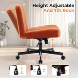 shipborne Convertible Base Criss Cross Chair with Pocket Springs & Thicker and Wider Cushions, Armless Legged Office Chair Relieves Back Pain, Swivel Vanity Chair for Living Room/Office, Orange shipborne